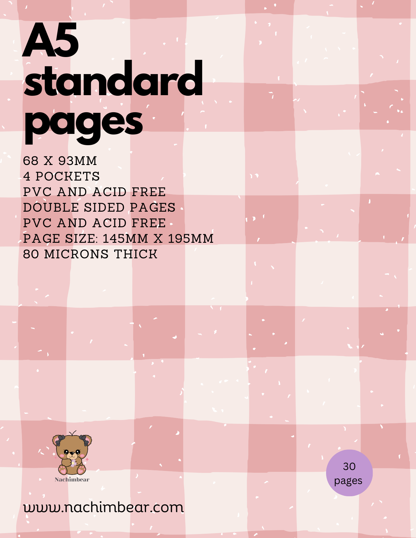 A5 Double Sided Standard Binder Pages