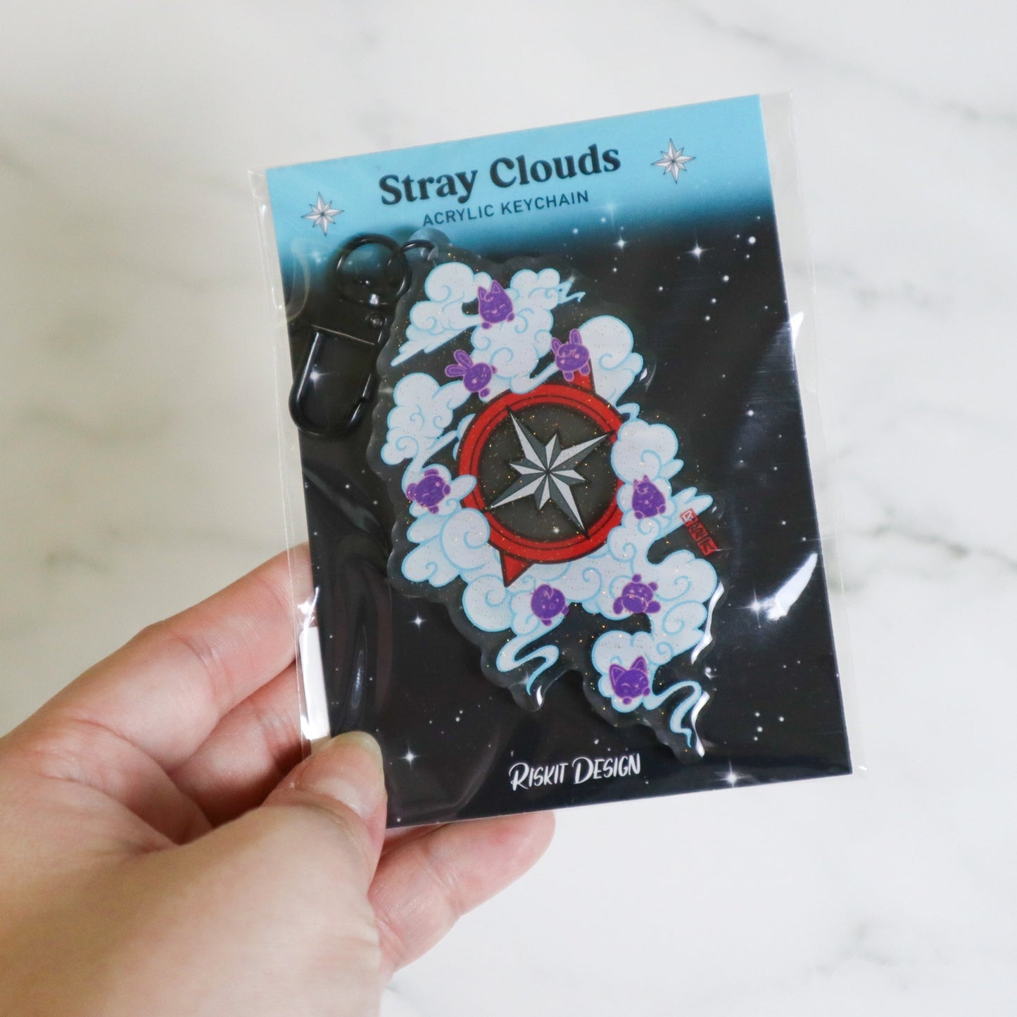 Stray Clouds Holographic Acrylic Keychain