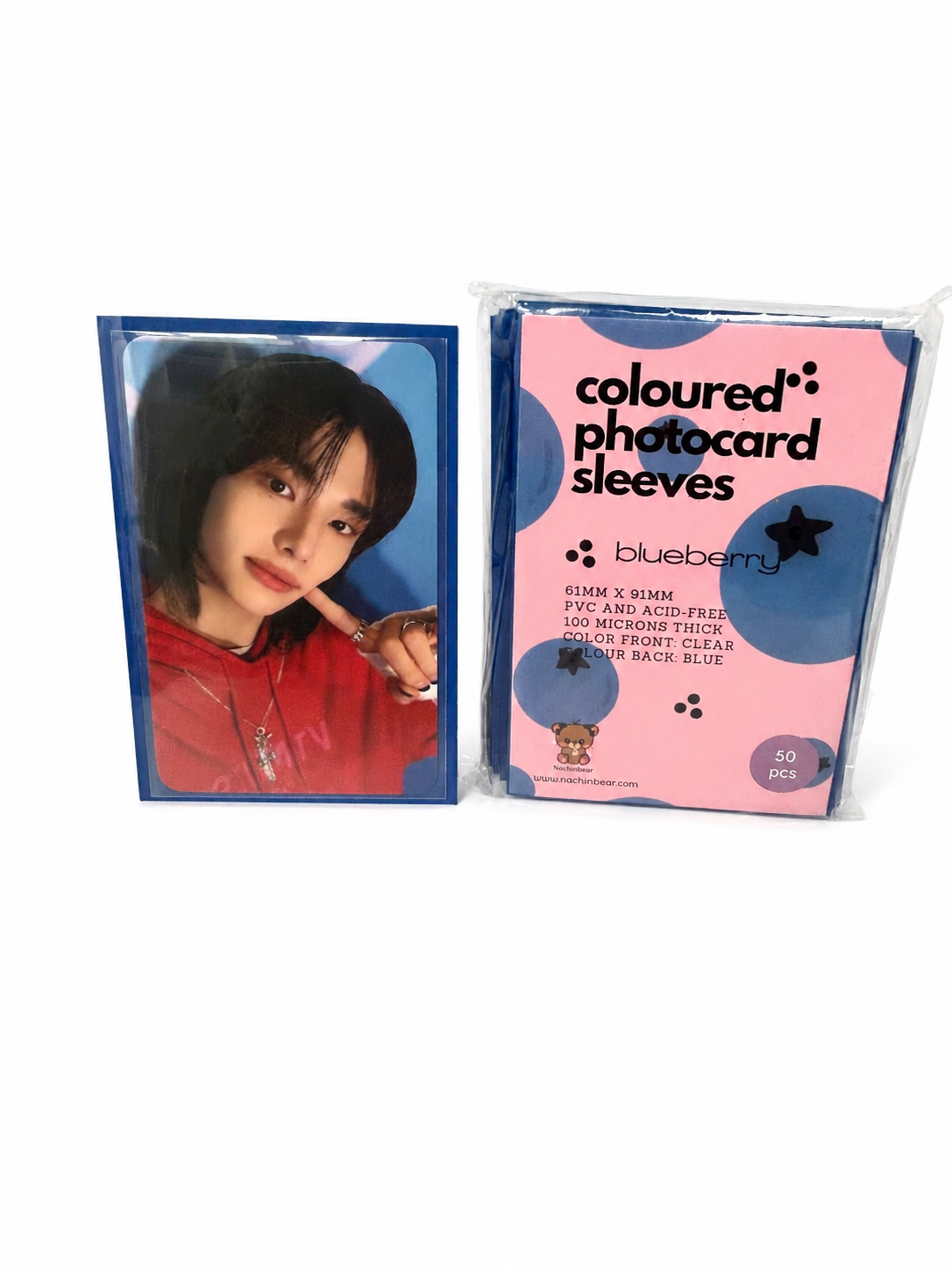 Blueberry Premium Photocard Sleeves – 61 × 91 mm (50 Pack)