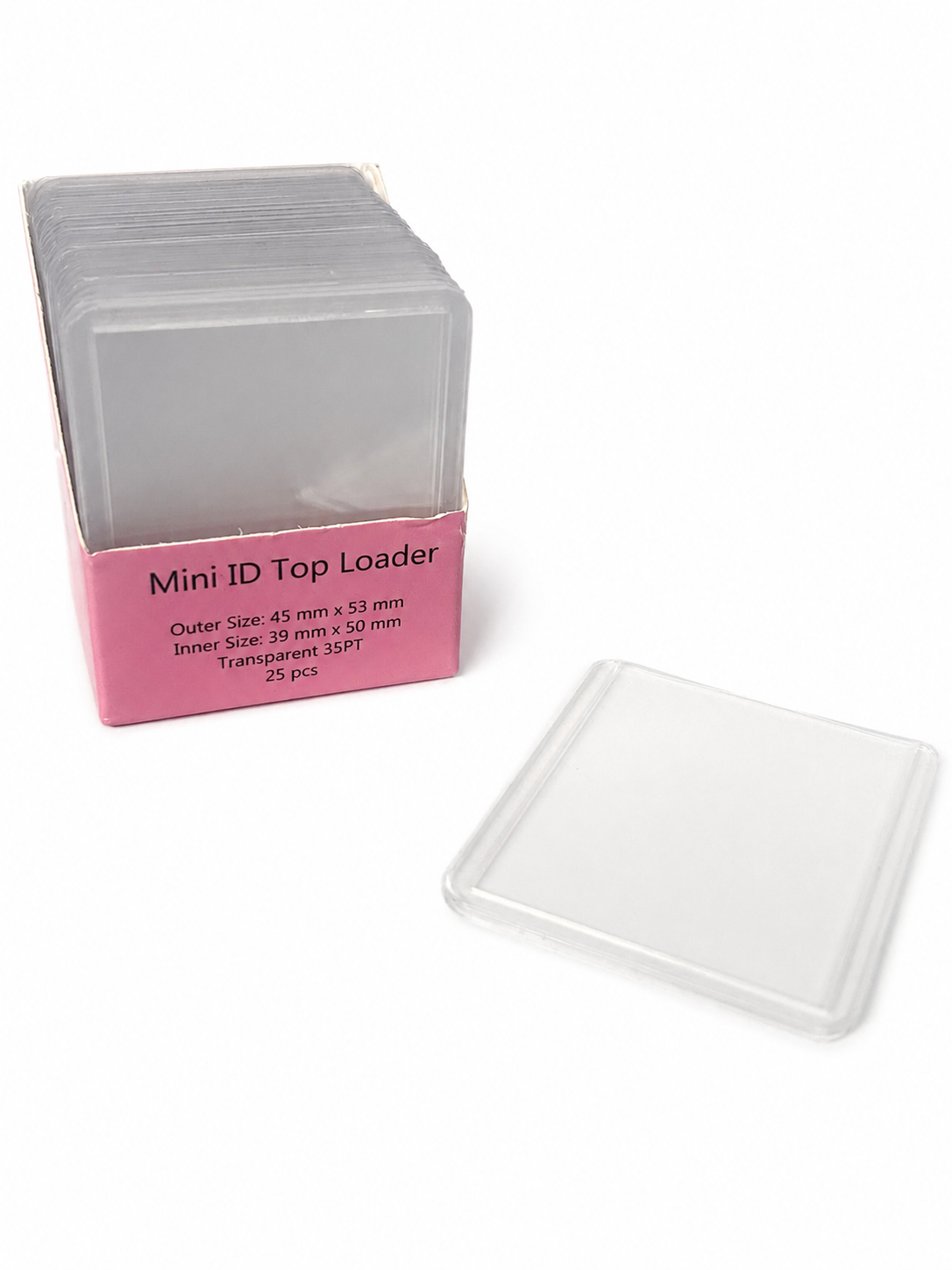 Mini ID Top Loaders – 39 × 50 mm (25 Pack)